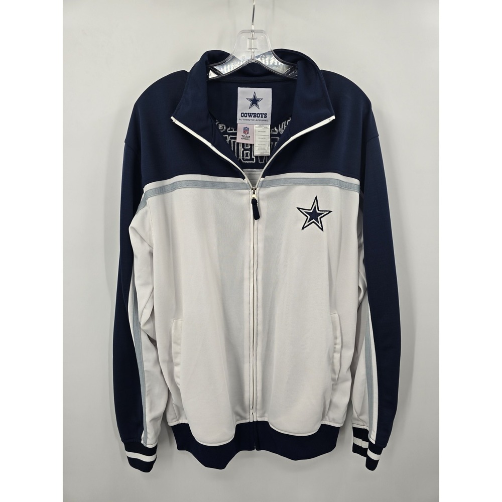 Dallas Cowboys Jacket Mens Large Blue& White Football Star Logo NFL Full Zip